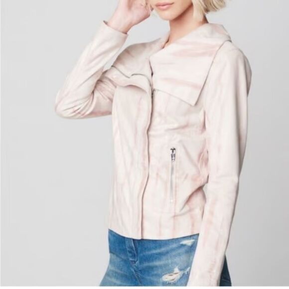 BLANK NYC WOMEN MOTO JACKET TIE DYE BLUSH FAUX BLUSH SUEDE SOFT COAT MEDIUM EUC! - Picture 2 of 15